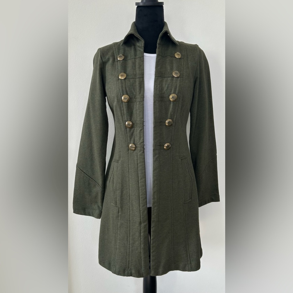 Cabi Army Green Military Inspired Long Jacket